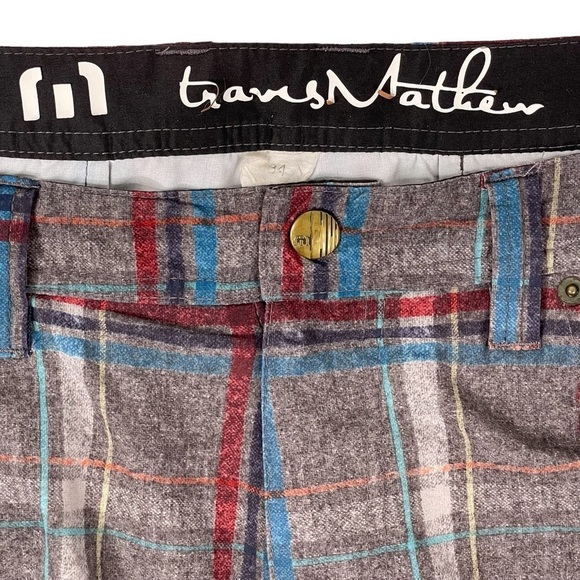Travis Mathews Shorts Mens 34 x 10.5" Plaid Hybrid Golf Performance Stretch - Picture 13 of 13